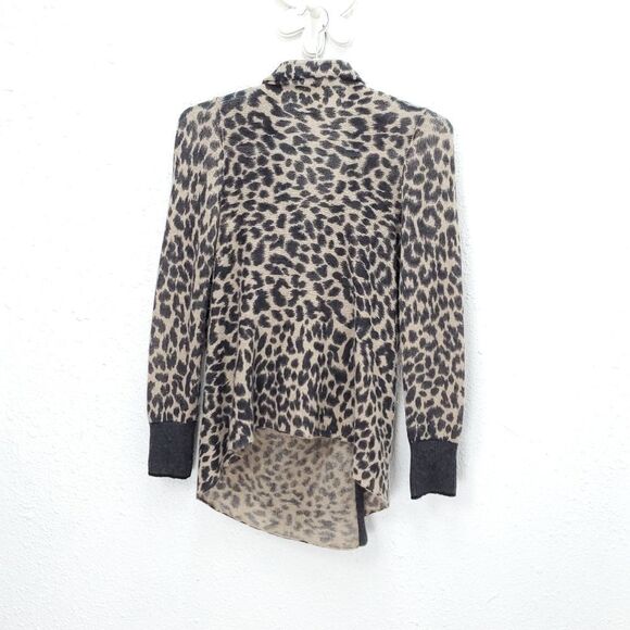 WHITE + Warren 100% Cashmere Cheetah Leopard Print Cardigan - Picture 11 of 11